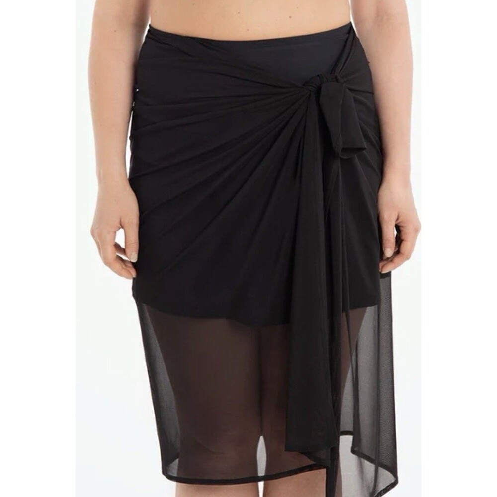 Shapermint Women's Swim Multi-Way Sarong Black Mesh Size XL-4XL